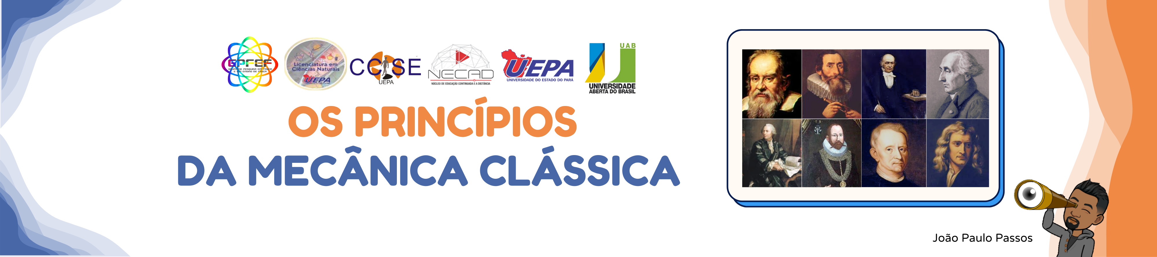 Banner ilustrativo com nome da disciplina, logomarcas e identificação do professor.